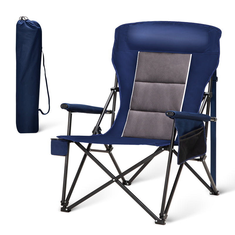 Alpha Joy Heavy-Duty Camping Chair Oversized Padded Heavy Duty Portable Camping Chair Supports 500lbs with Carry Bag, Blue