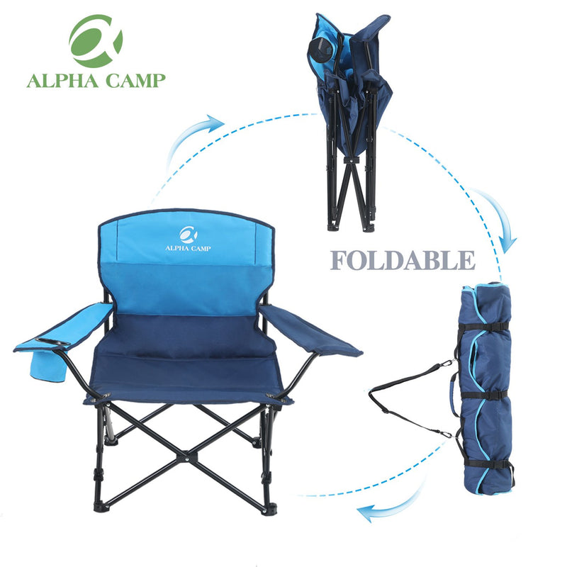 ALPHA CAMP Portable Camping Quad Folding Chair Heavy Duty Support
