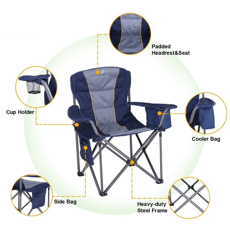 Alpha Camp Metal Foldable Directorundefineds Chair Camping Chair with Cup  Holder Storage Box - Bed Bath & Beyond - 33094354